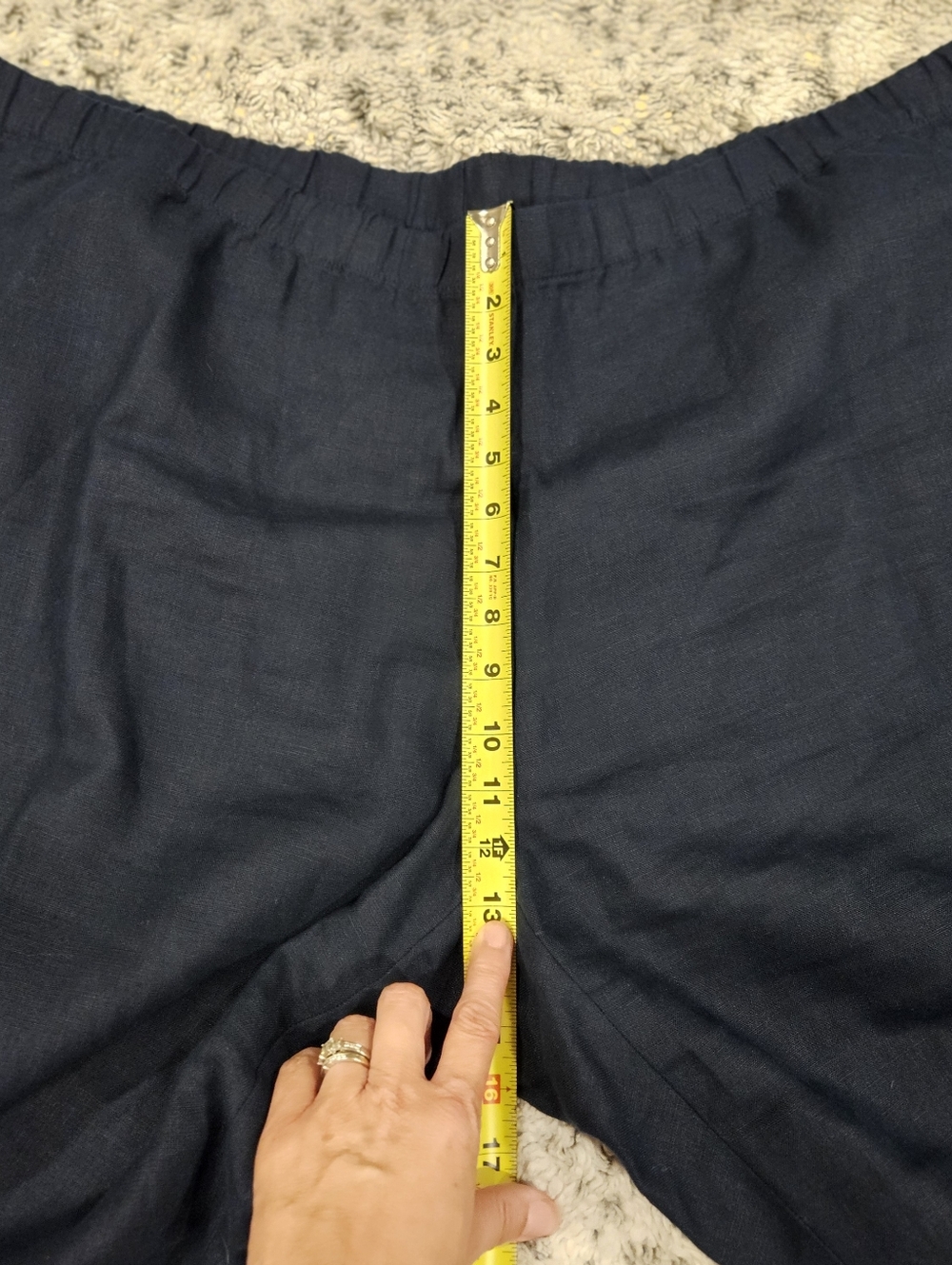 J. Jill Love Linen Dark Blue SZ 3X Pull On Capris W/Pockets 100% Linen - Picture 7 of 10